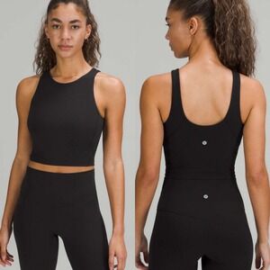 Lululemon Align High Neck Tank Top Black Womens Size 2 Style W1DCDS Nulu Fabric